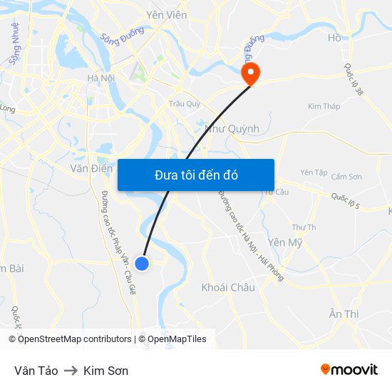 Vân Tảo to Kim Sơn map