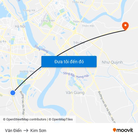 Văn Điển to Kim Sơn map