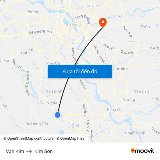 Vạn Kim to Kim Sơn map