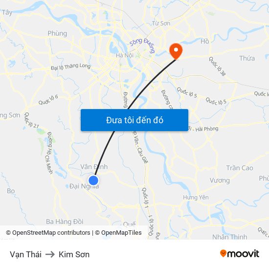 Vạn Thái to Kim Sơn map