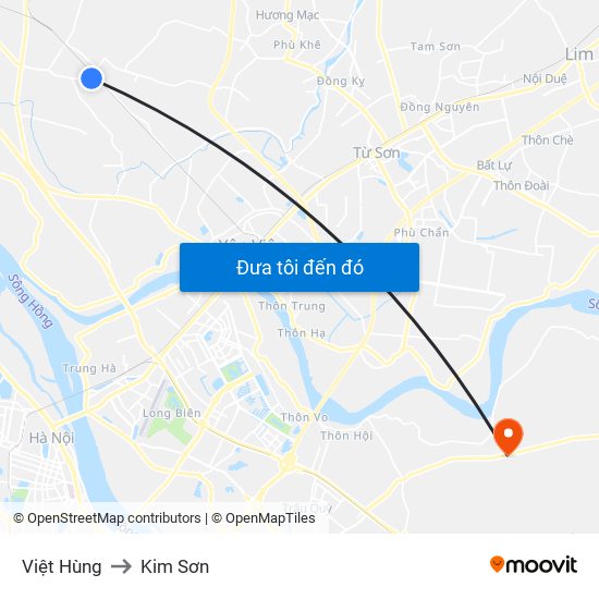 Việt Hùng to Kim Sơn map