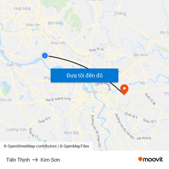 Tiến Thịnh to Kim Sơn map