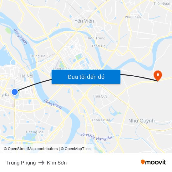 Trung Phụng to Kim Sơn map