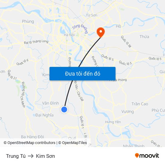 Trung Tú to Kim Sơn map