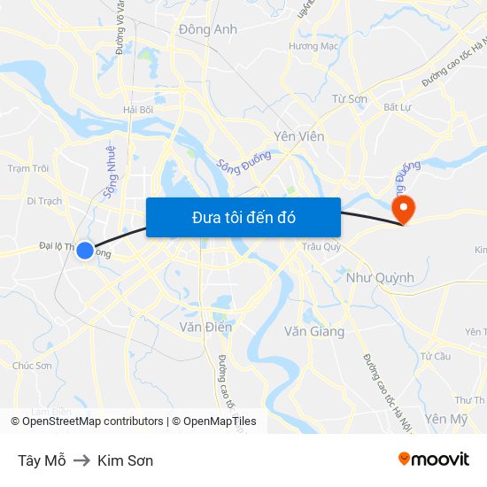 Tây Mỗ to Kim Sơn map