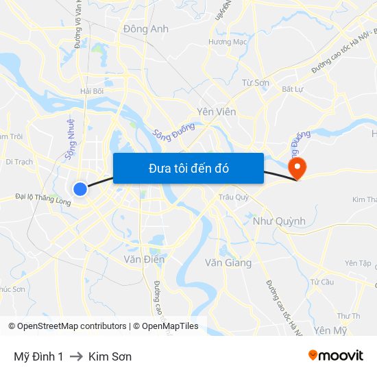 Mỹ Đình 1 to Kim Sơn map