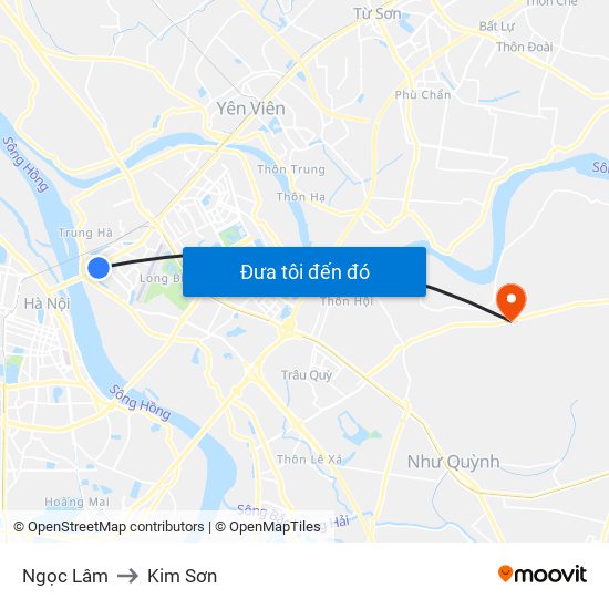 Ngọc Lâm to Kim Sơn map