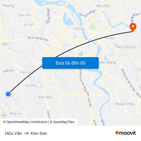 Hữu Văn to Kim Sơn map