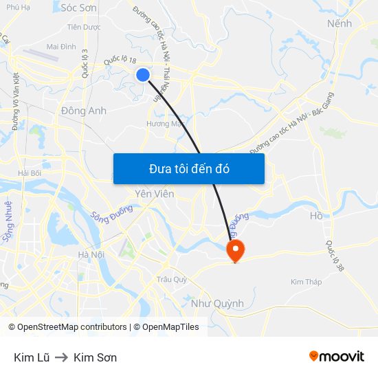 Kim Lũ to Kim Sơn map