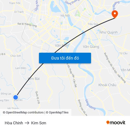 Hòa Chính to Kim Sơn map