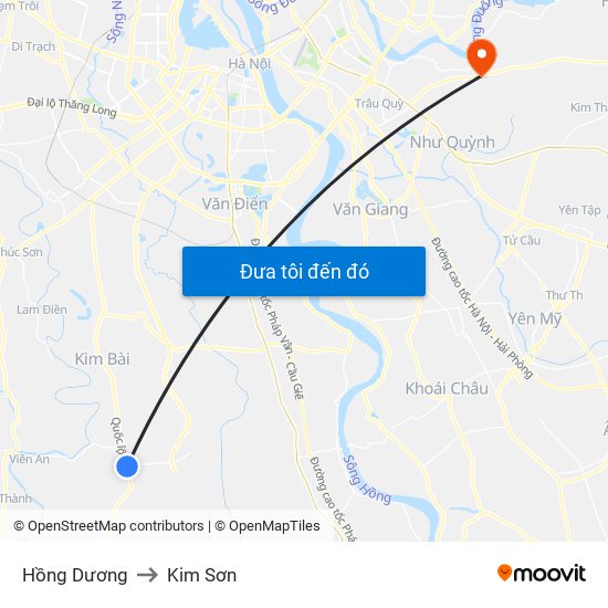 Hồng Dương to Kim Sơn map