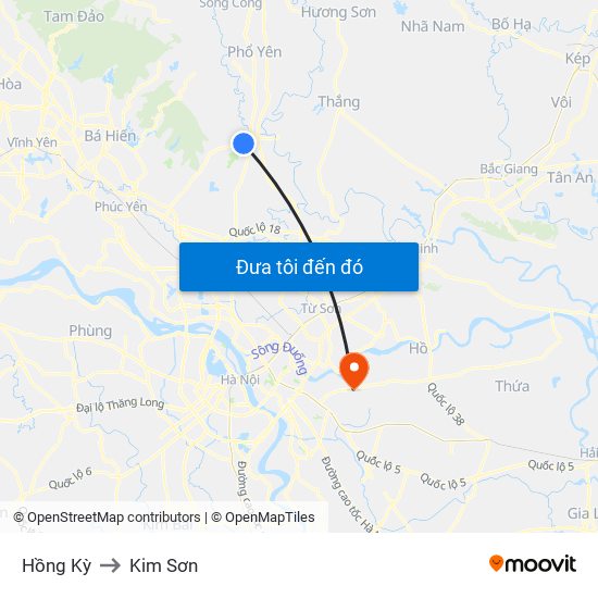 Hồng Kỳ to Kim Sơn map