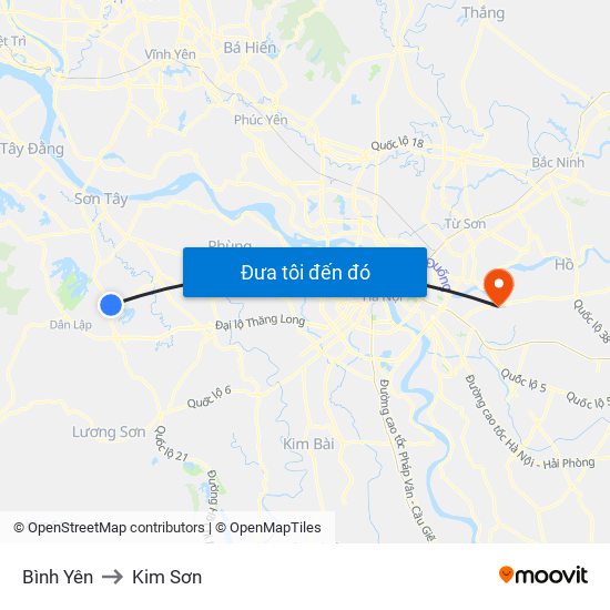 Bình Yên to Kim Sơn map