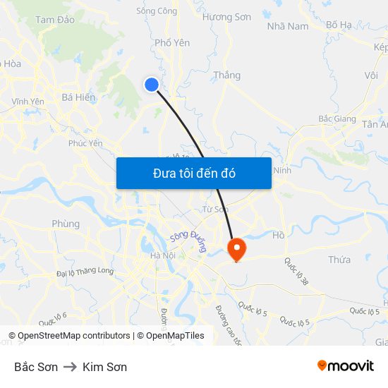 Bắc Sơn to Kim Sơn map