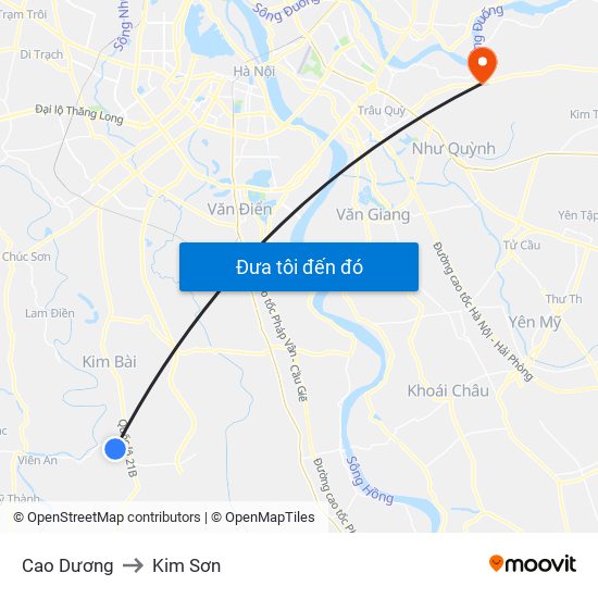 Cao Dương to Kim Sơn map