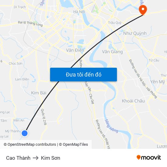 Cao Thành to Kim Sơn map