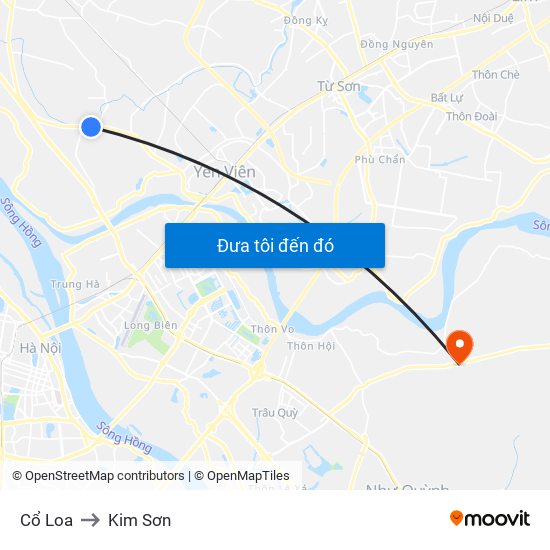 Cổ Loa to Kim Sơn map