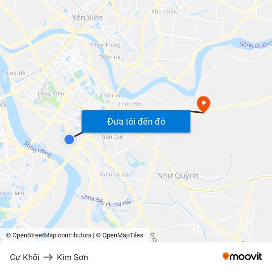 Cự Khối to Kim Sơn map