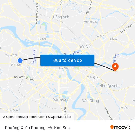 Phường Xuân Phương to Kim Sơn map