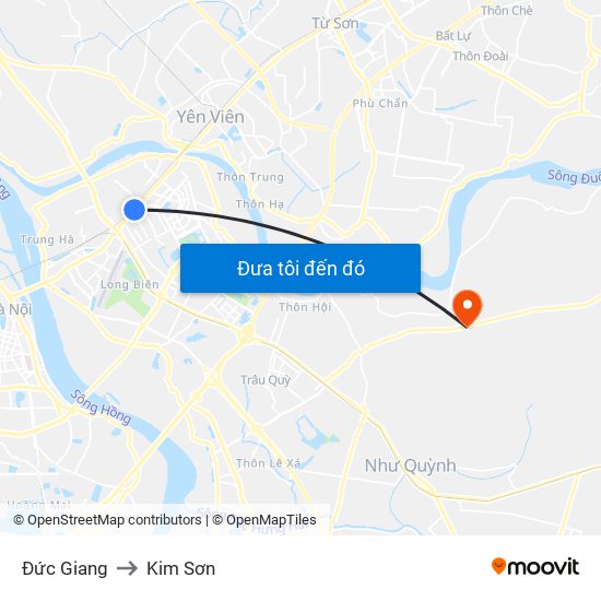 Đức Giang to Kim Sơn map