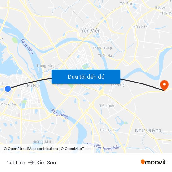 Cát Linh to Kim Sơn map