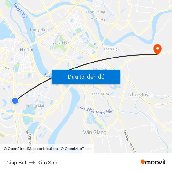 Giáp Bát to Kim Sơn map