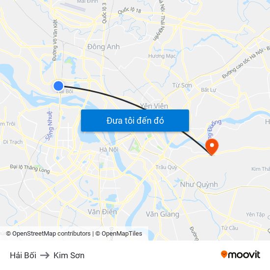 Hải Bối to Kim Sơn map