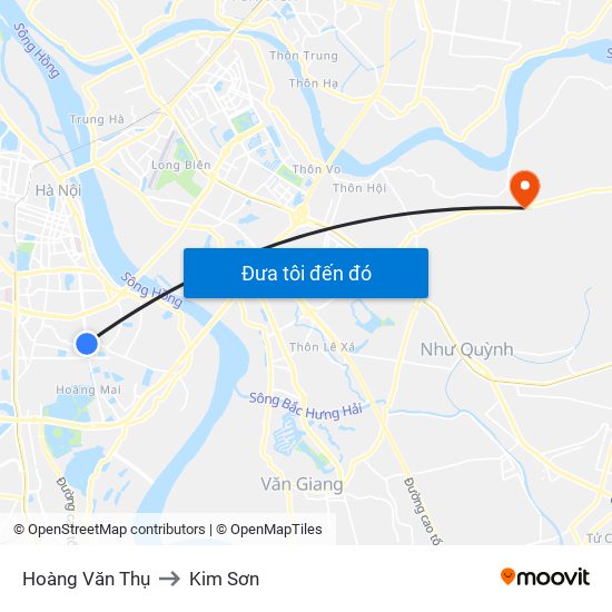 Hoàng Văn Thụ to Kim Sơn map