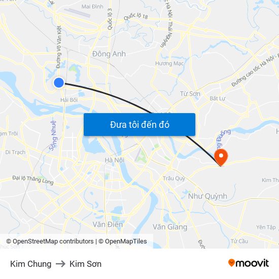 Kim Chung to Kim Sơn map