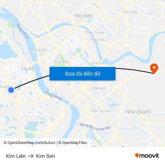 Kim Liên to Kim Sơn map