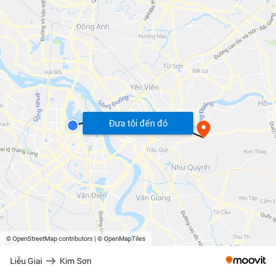 Liễu Giai to Kim Sơn map