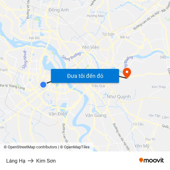 Láng Hạ to Kim Sơn map
