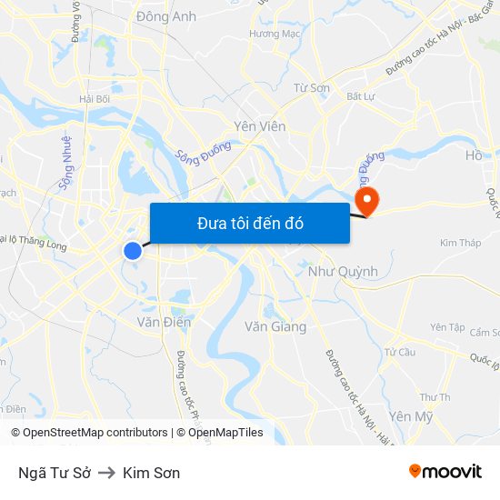 Ngã Tư Sở to Kim Sơn map