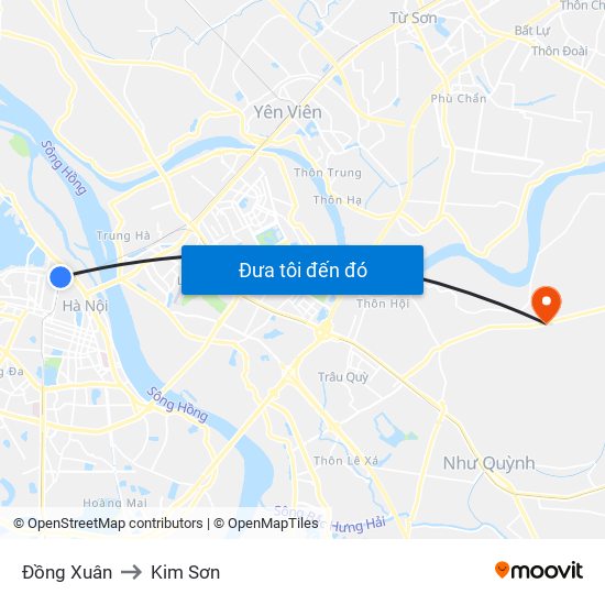 Đồng Xuân to Kim Sơn map