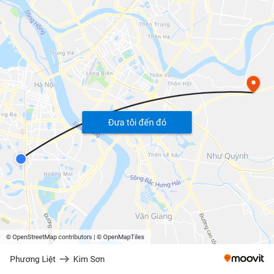 Phương Liệt to Kim Sơn map