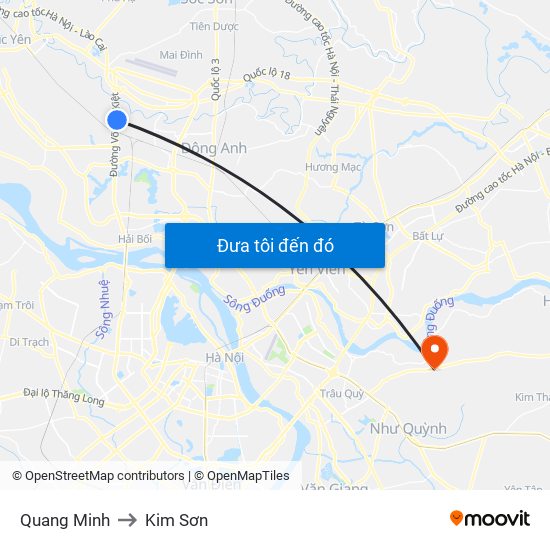 Quang Minh to Kim Sơn map