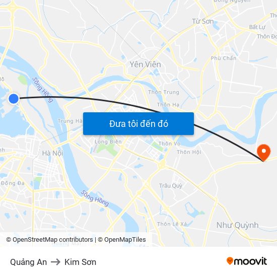 Quảng An to Kim Sơn map
