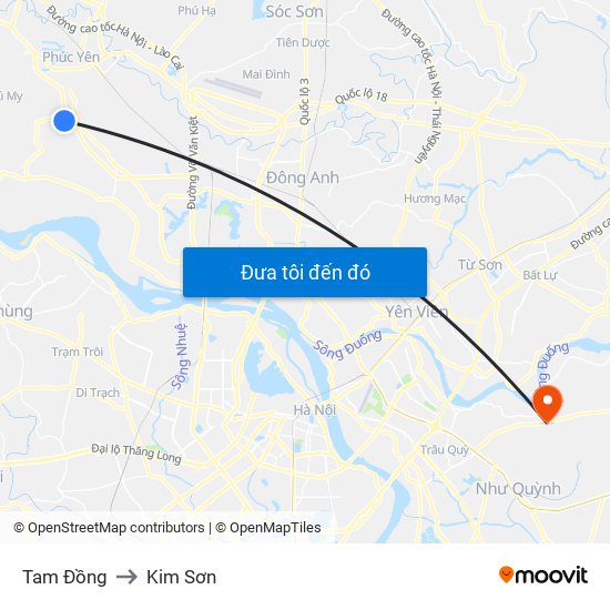 Tam Đồng to Kim Sơn map
