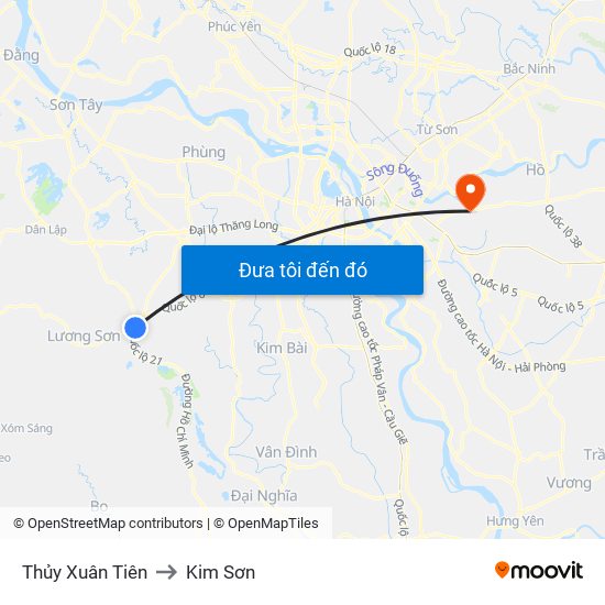Thủy Xuân Tiên to Kim Sơn map