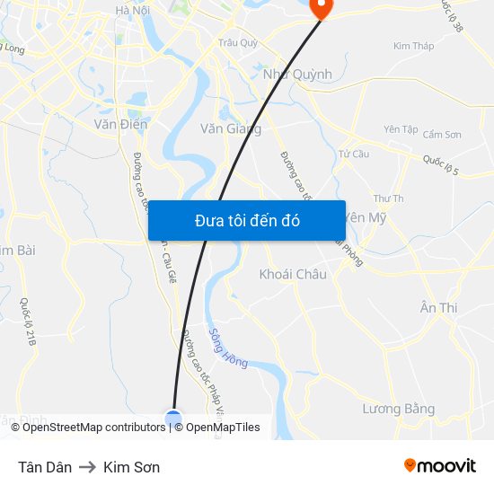 Tân Dân to Kim Sơn map