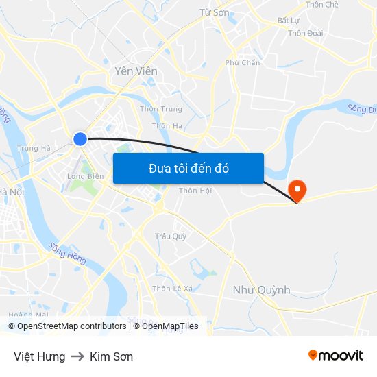 Việt Hưng to Kim Sơn map