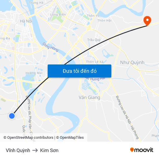 Vĩnh Quỳnh to Kim Sơn map