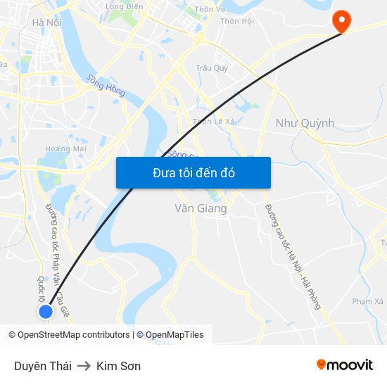 Duyên Thái to Kim Sơn map