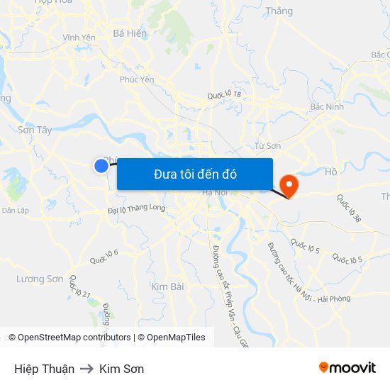 Hiệp Thuận to Kim Sơn map