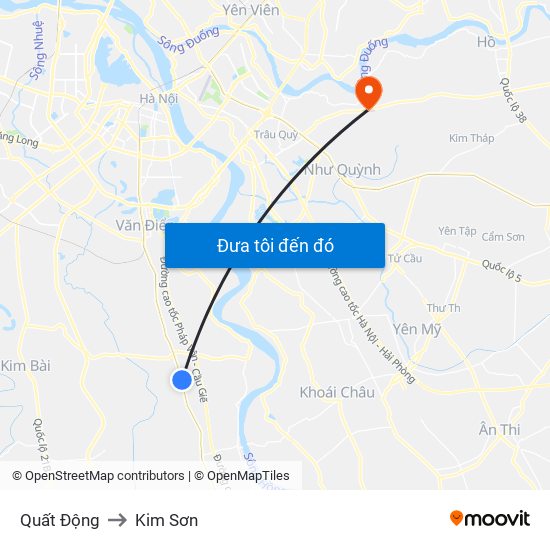 Quất Động to Kim Sơn map