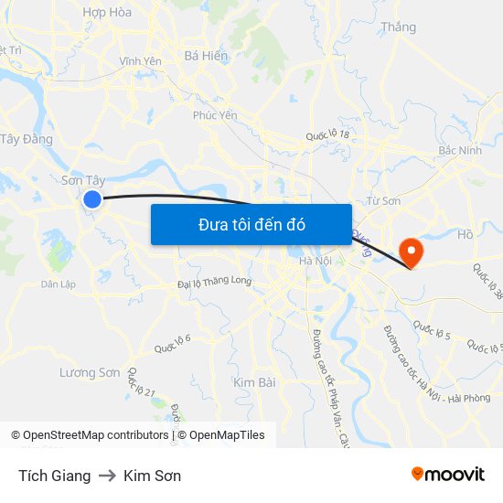 Tích Giang to Kim Sơn map