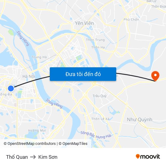 Thổ Quan to Kim Sơn map