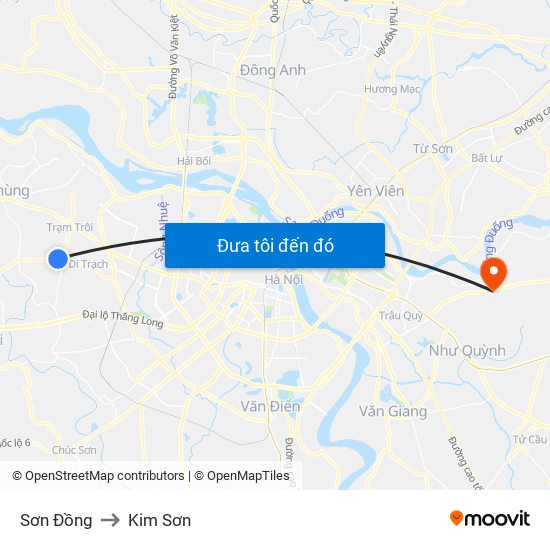 Sơn Đồng to Kim Sơn map