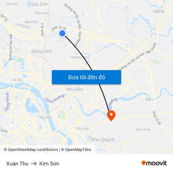 Xuân Thu to Kim Sơn map