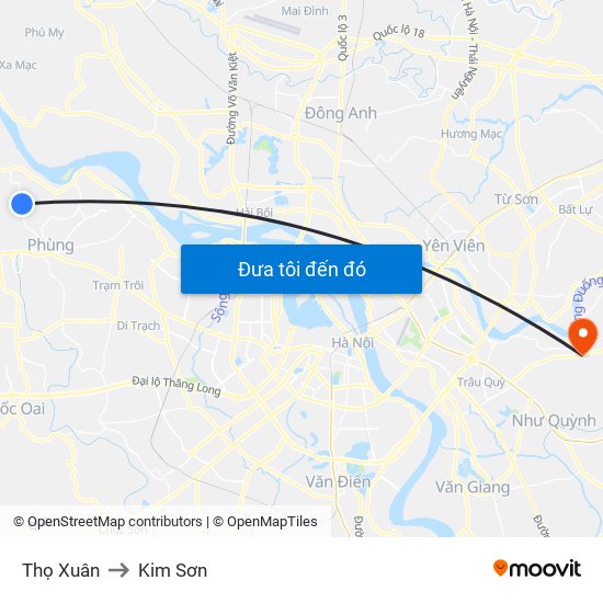 Thọ Xuân to Kim Sơn map